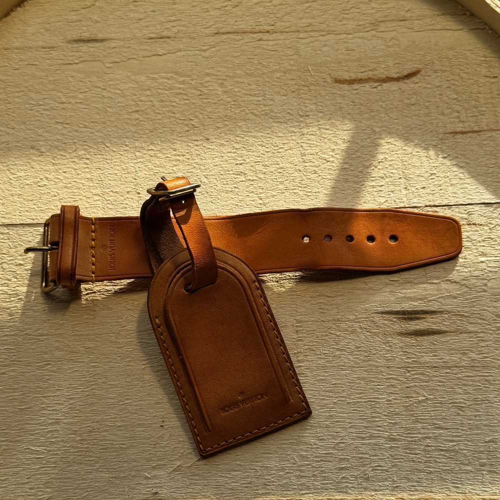 Louis Vuitton Leather Name Tag w/ Strap for Keepall Vintage